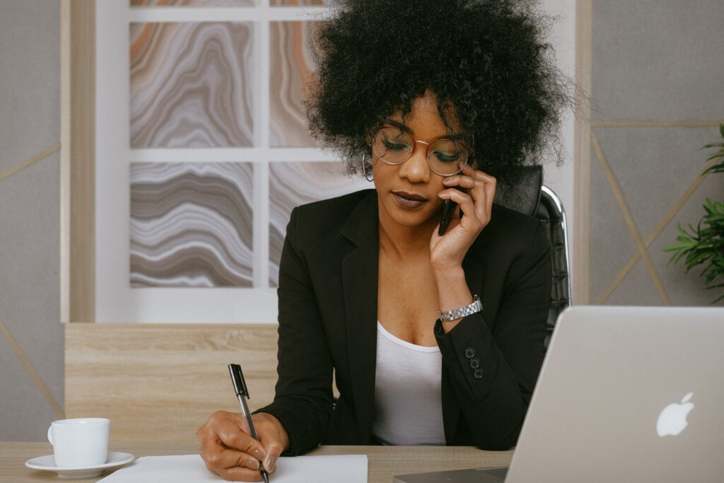 woman on a call with bank